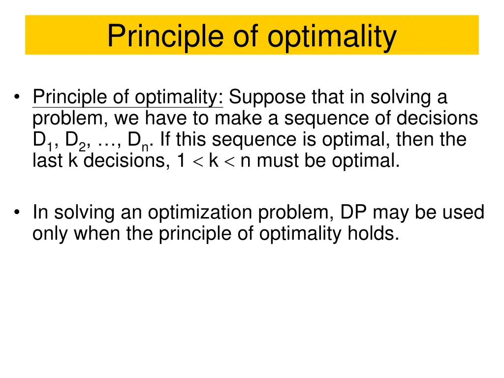 principle of optimality