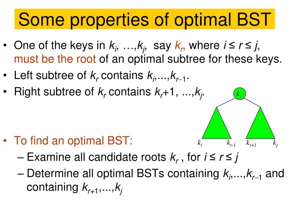 some properties of optimal bst