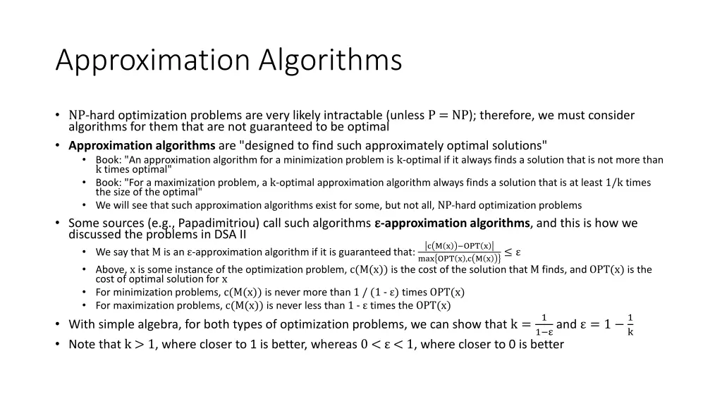 approximation algorithms