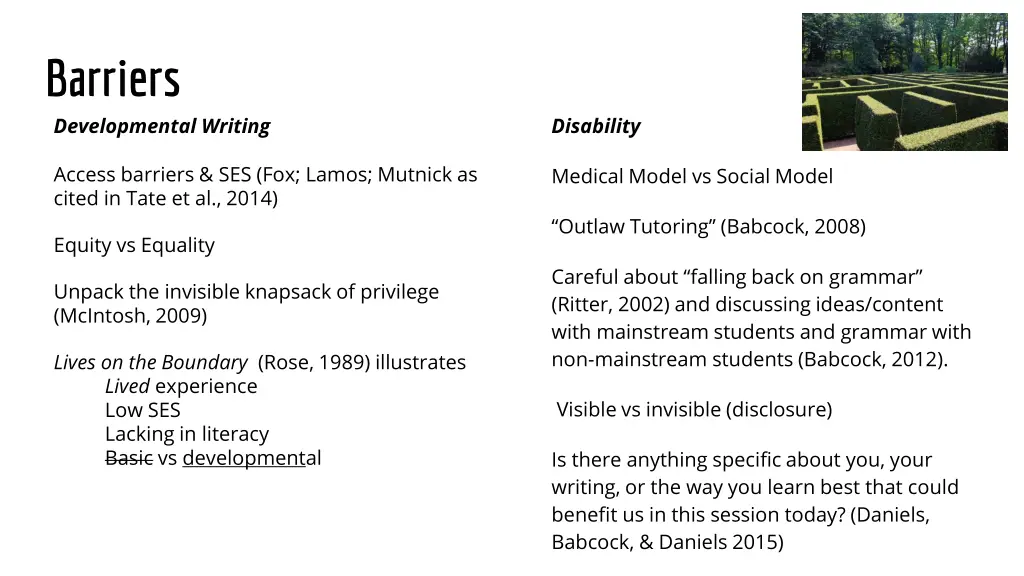 barriers developmental writing