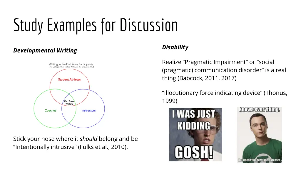 study examples for discussion