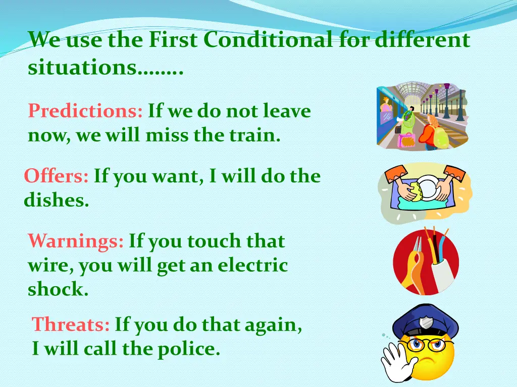 we use the first conditional fordifferent