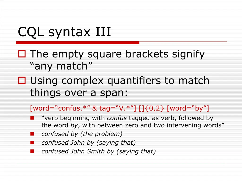 cql syntax iii