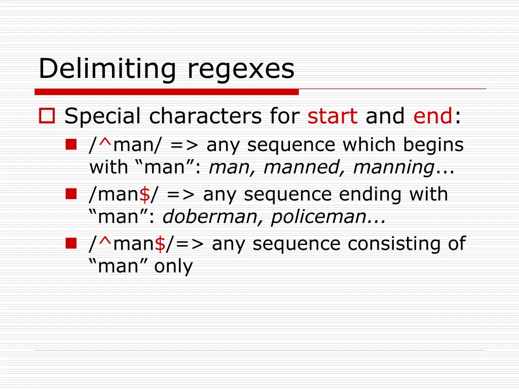 delimiting regexes