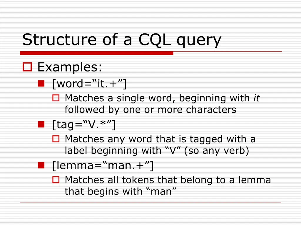 structure of a cql query 1