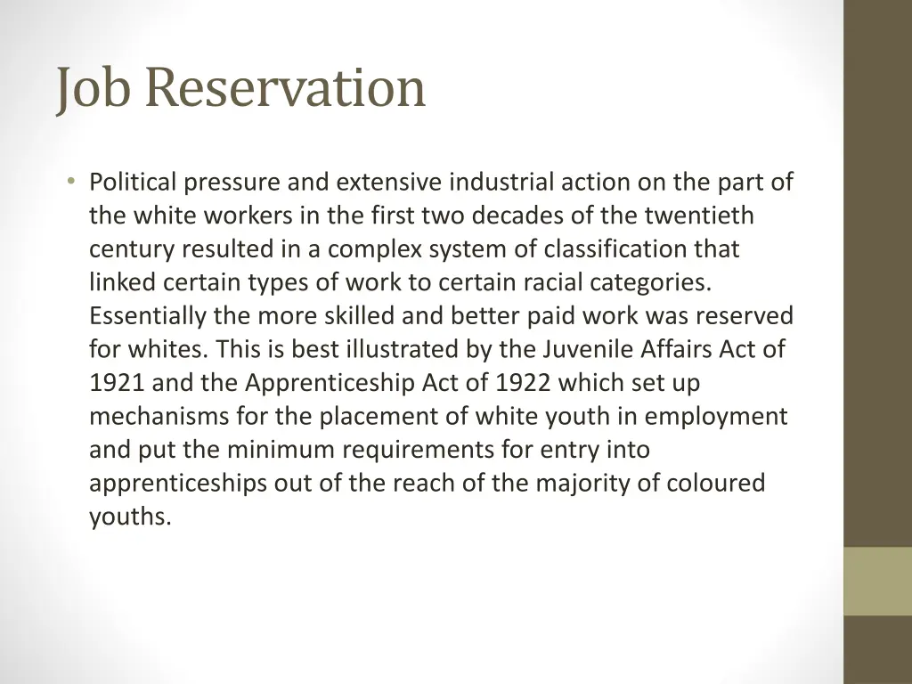 job reservation