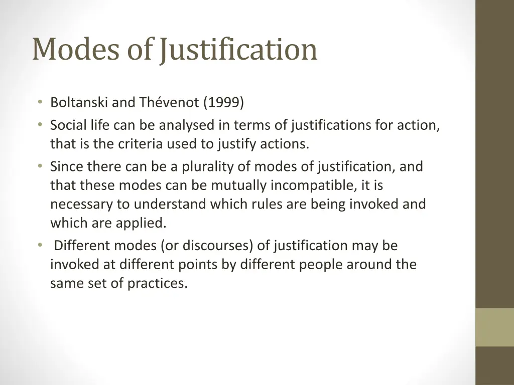 modes of justification