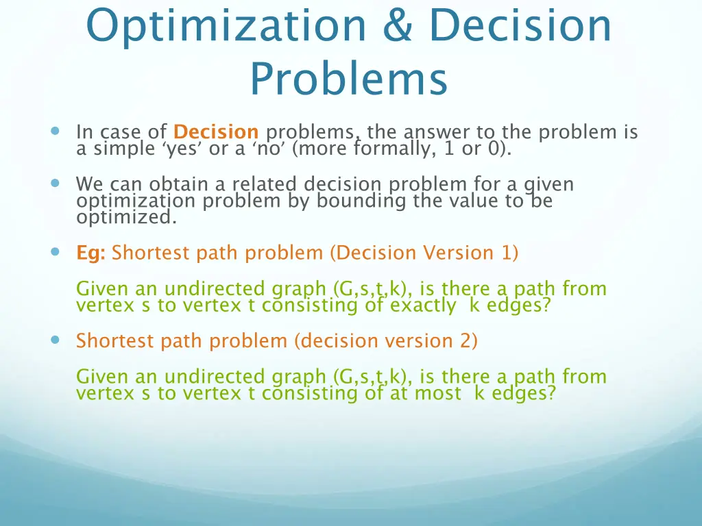 optimization decision problems