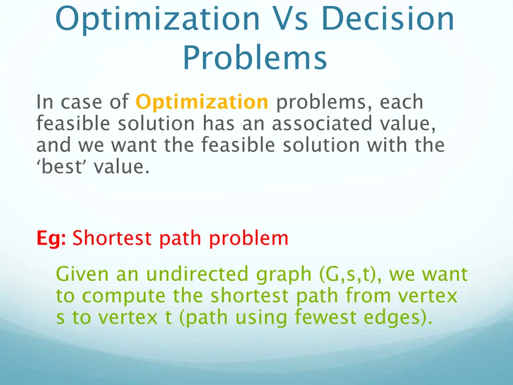 optimization vs decision problems