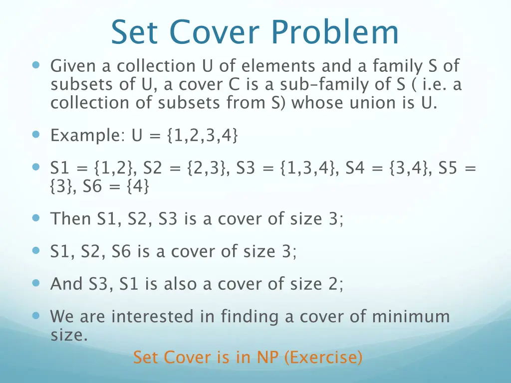 set cover problem given a collection