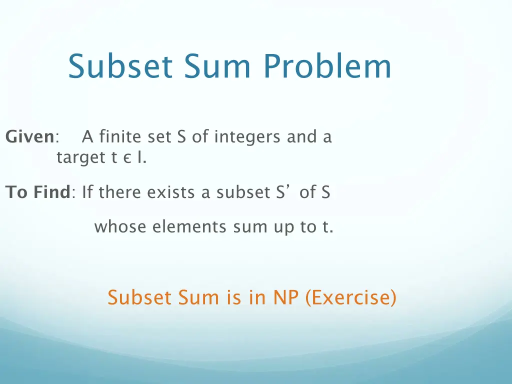 subset sum problem