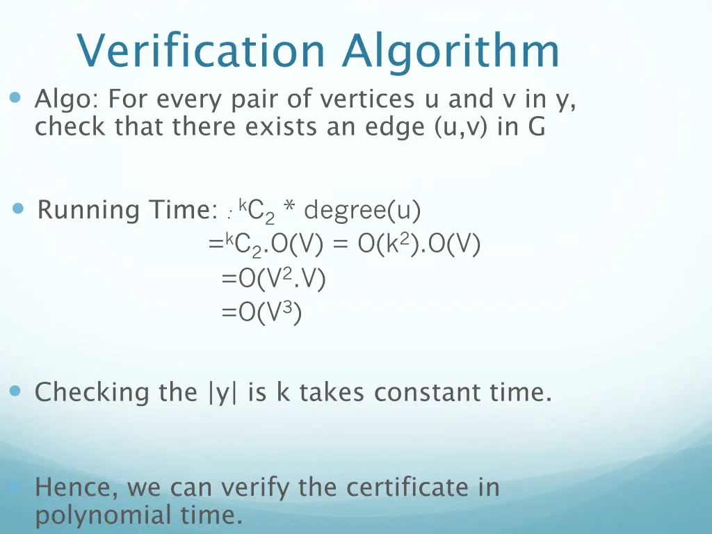 verification algorithm algo for every pair