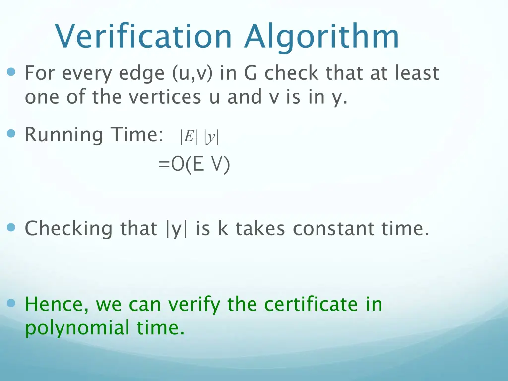 verification algorithm for every edge