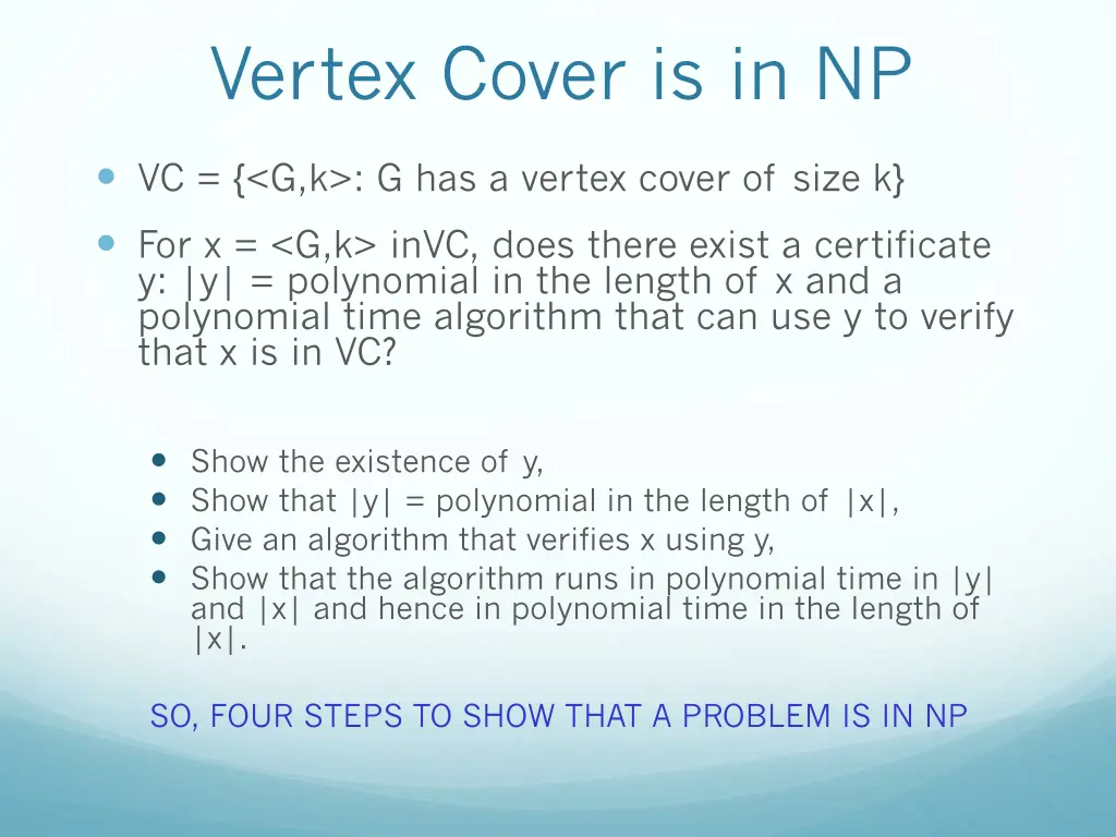 vertex cover is in np