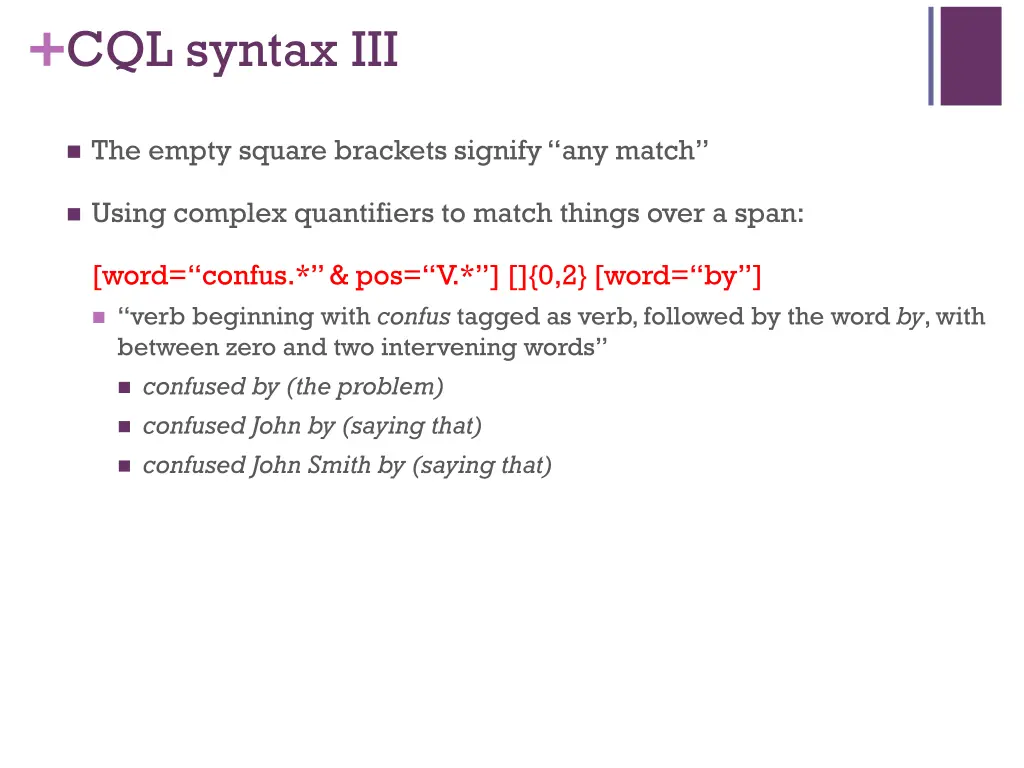 cql syntax iii