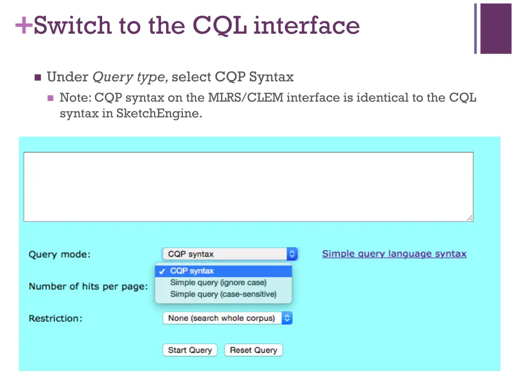 switch to the cql interface