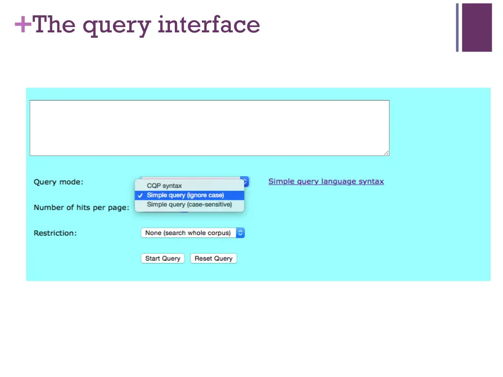 the query interface