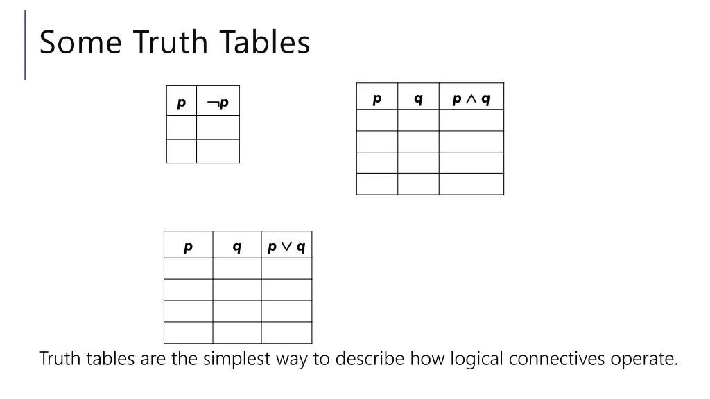 some truth tables