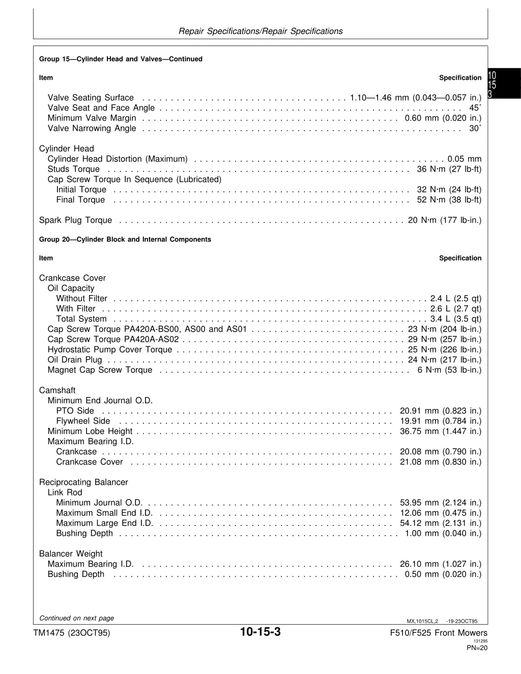 repair specifications repair specifications 1