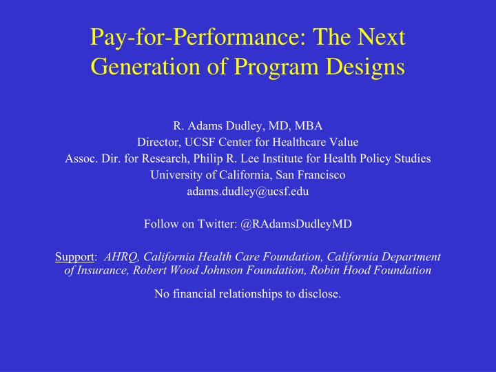 pay for performance the next generation