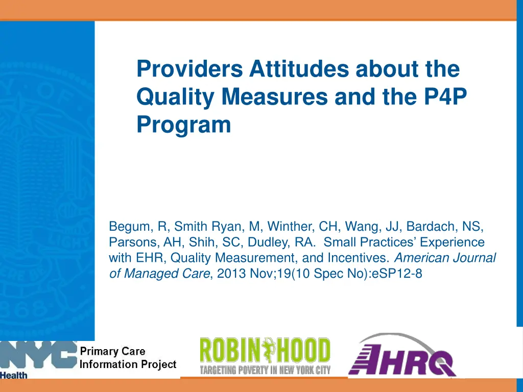 providers attitudes about the quality measures