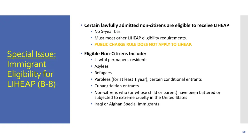 certain lawfully admitted non citizens