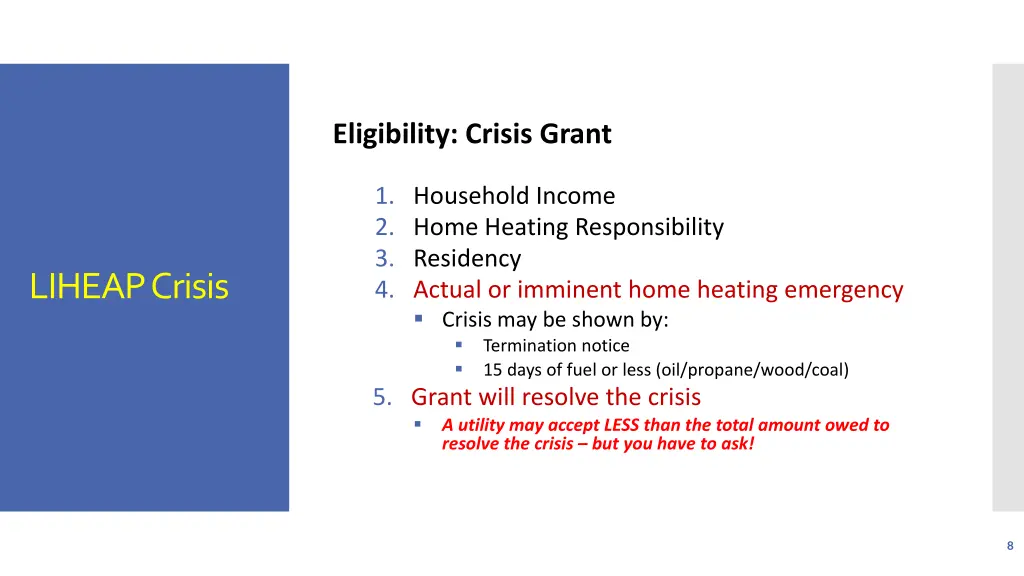 eligibility crisis grant