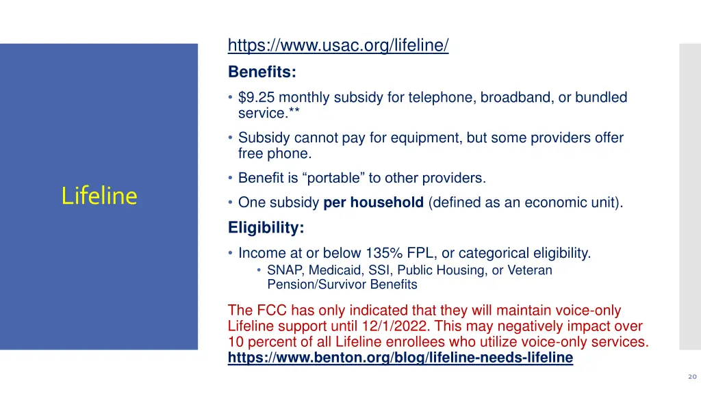 https www usac org lifeline benefits 9 25 monthly