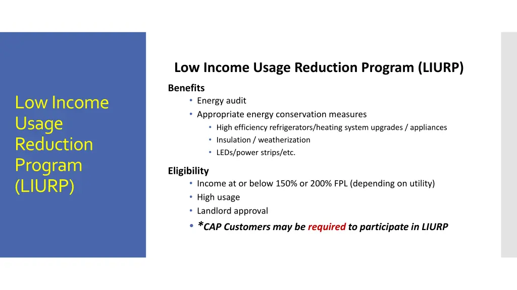 low income usage reduction program liurp