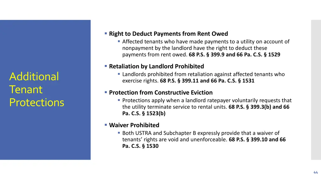 right to deduct payments from rent owed affected