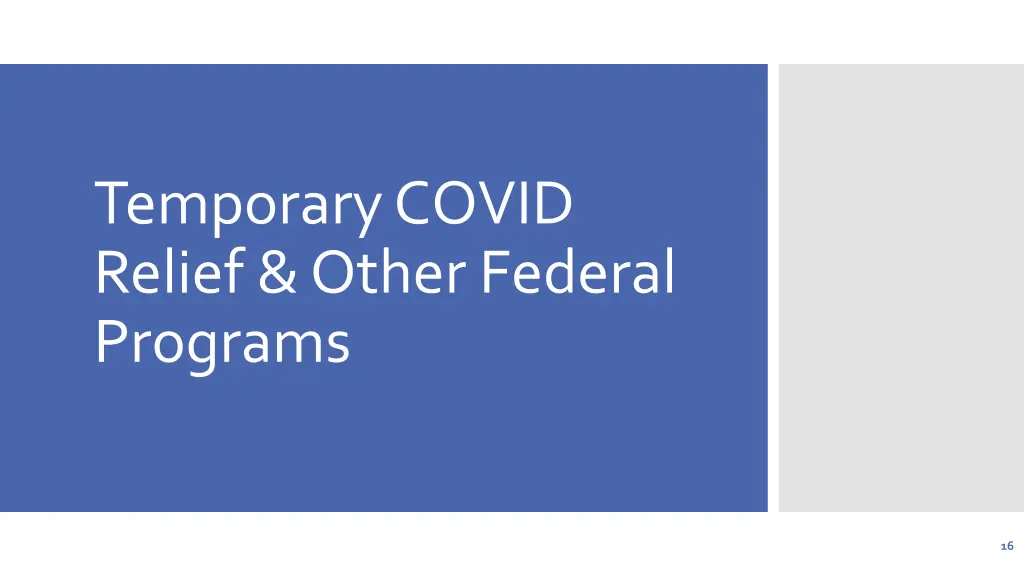 temporary covid relief other federal programs