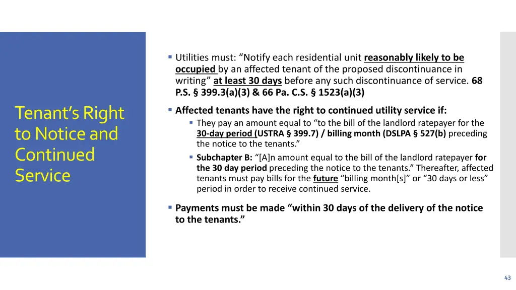 utilities must notify each residential unit