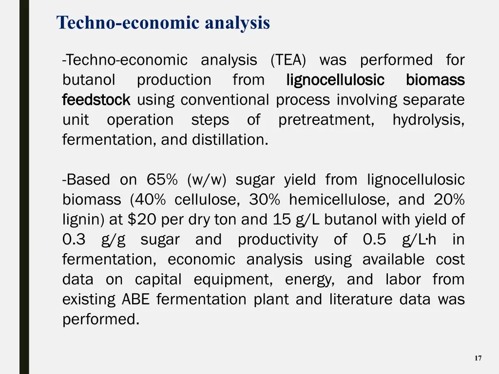 techno economic analysis