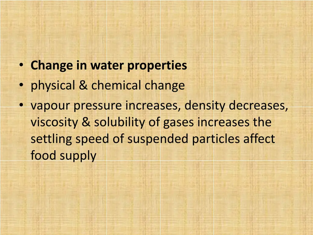 change in water properties physical chemical