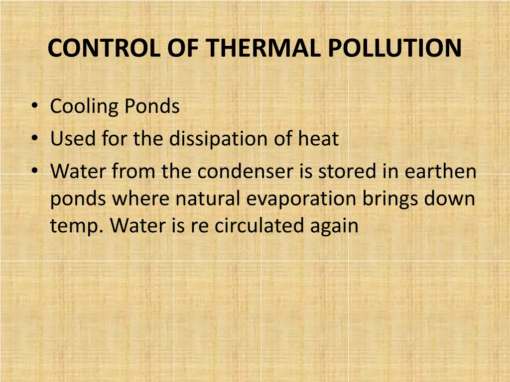 control of thermal pollution