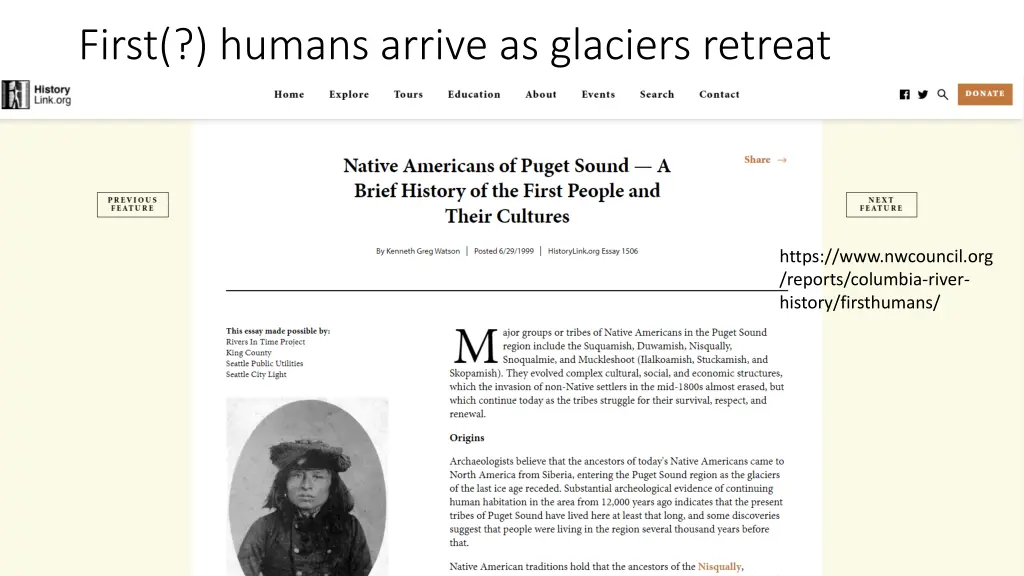 first humans arrive as glaciers retreat