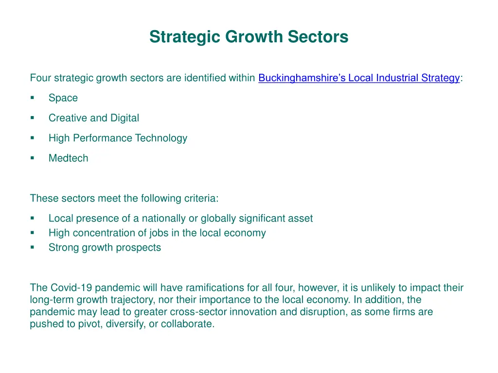 strategic growth sectors