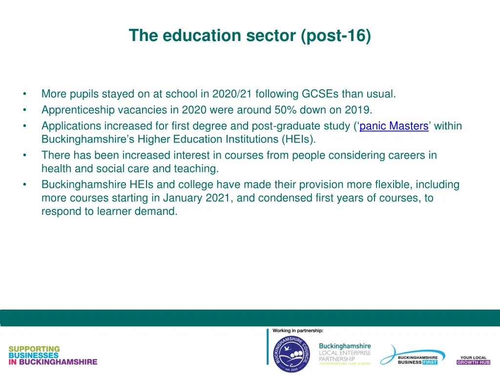 the education sector post 16