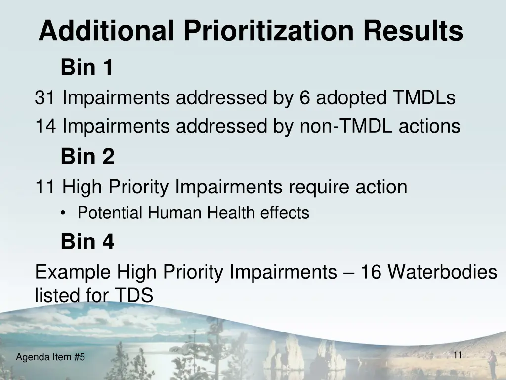 additional prioritization results