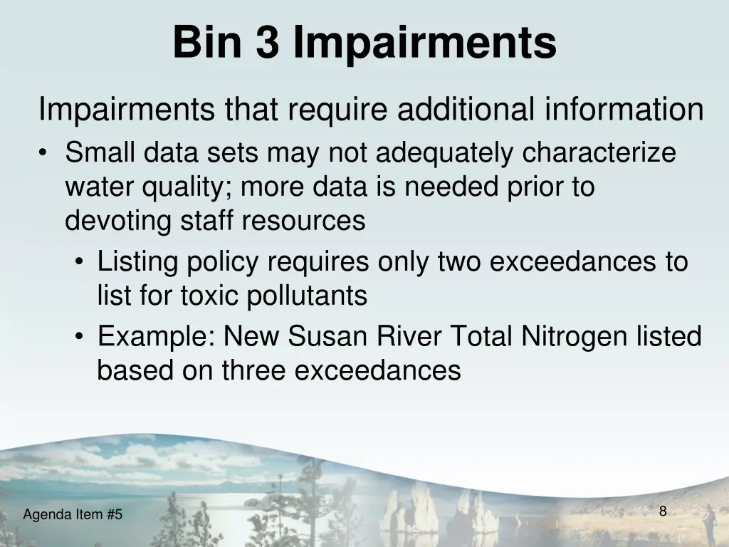 bin 3 impairments