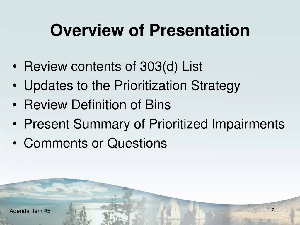 overview of presentation