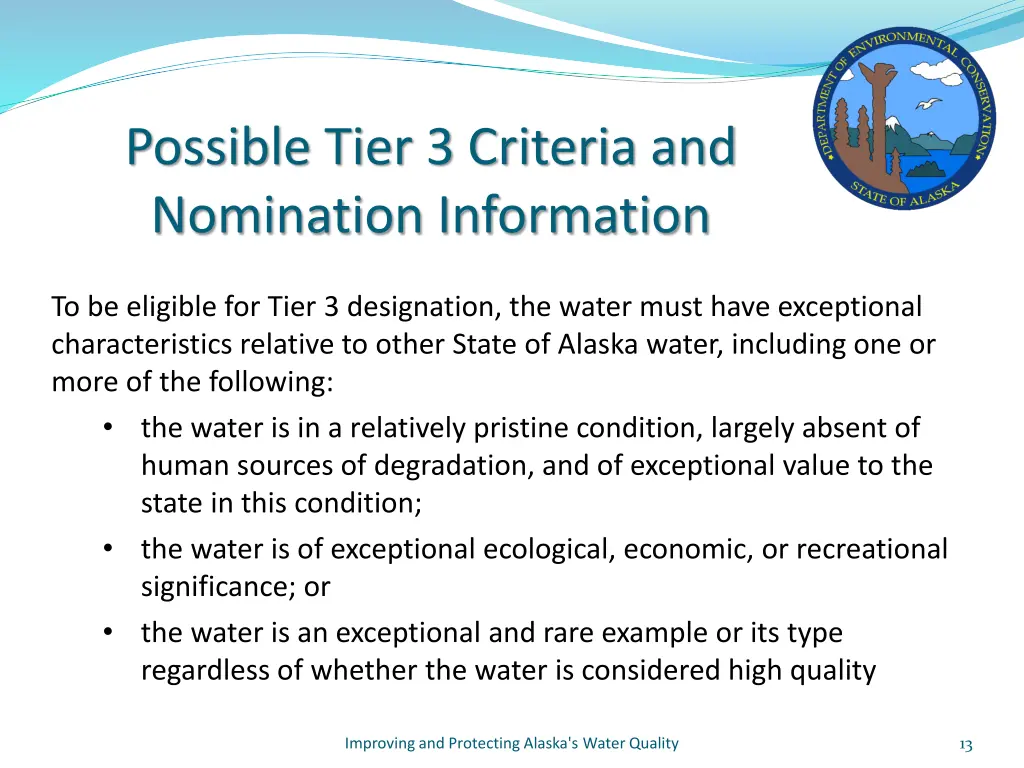 possible tier 3 criteria and nomination