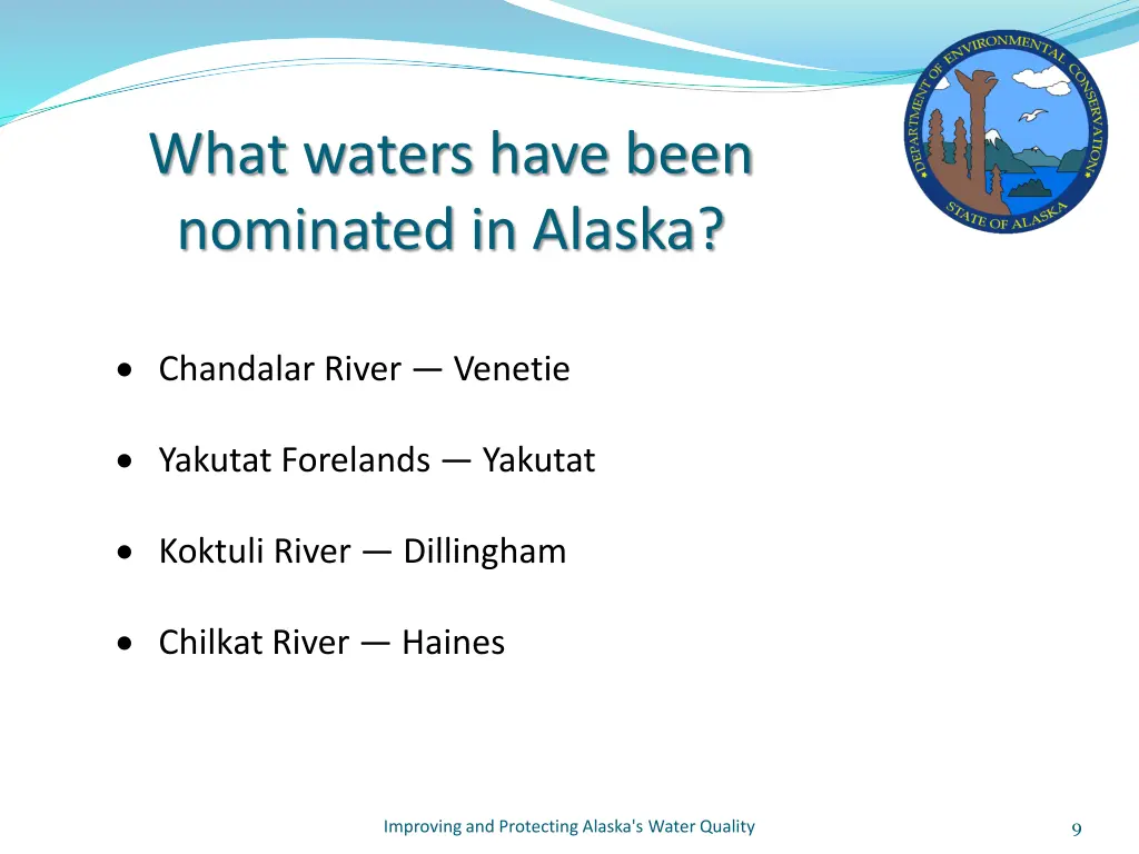 what waters have been nominated in alaska