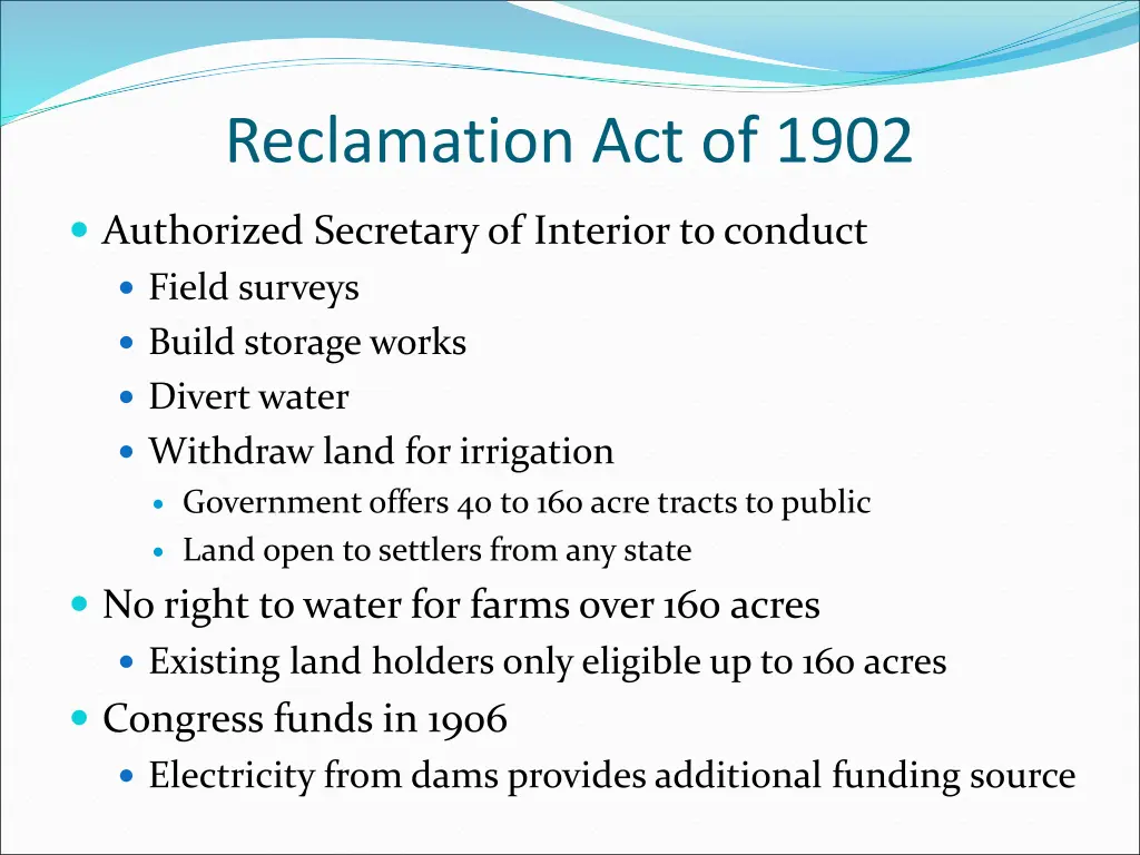 reclamation act of 1902