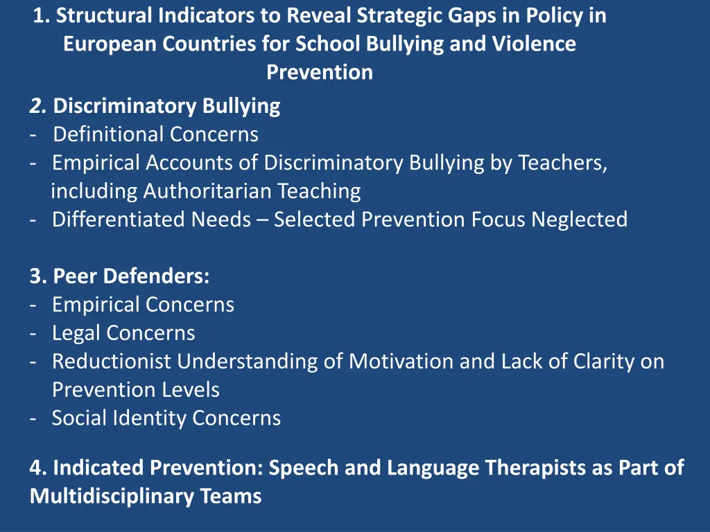 1 structural indicators to reveal strategic gaps