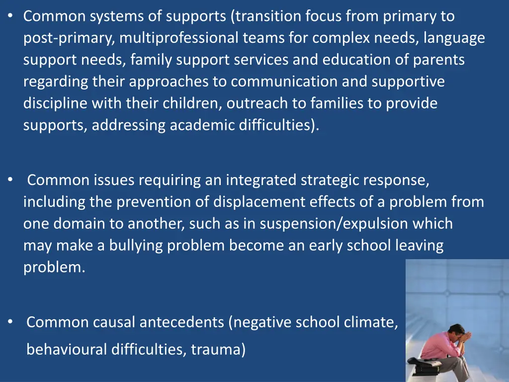 common systems of supports transition focus from