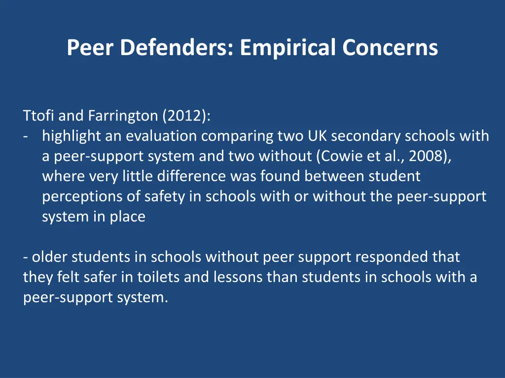 peer defenders empirical concerns