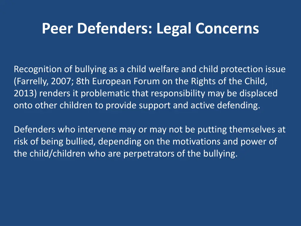 peer defenders legal concerns