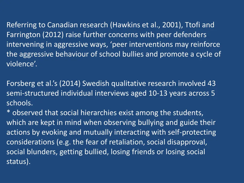 referring to canadian research hawkins et al 2001