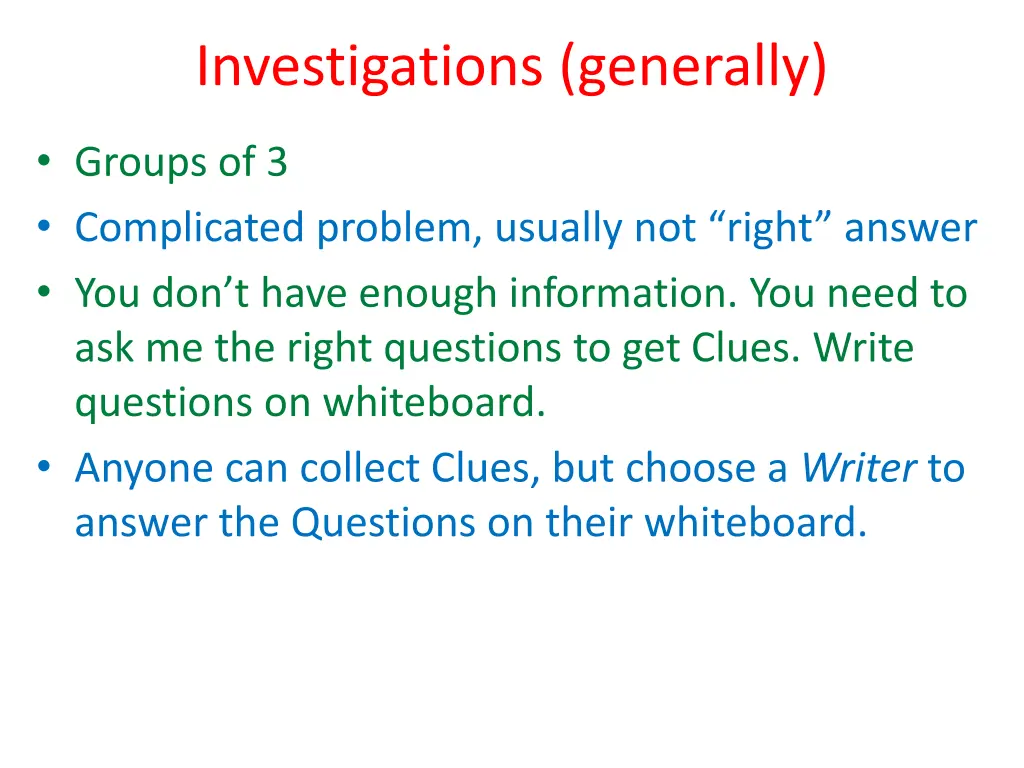 investigations generally